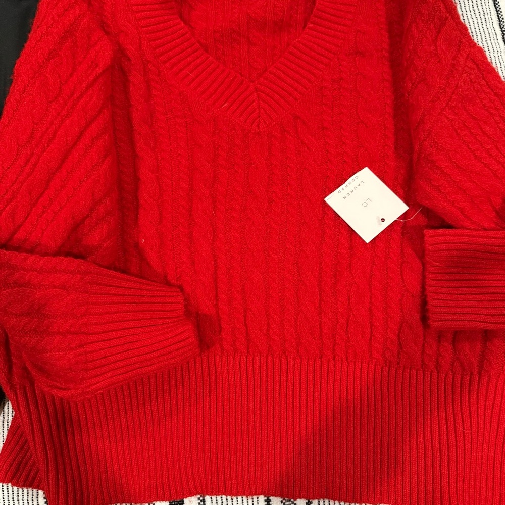 LC Lauren Conrad V-Neck Red Sweater